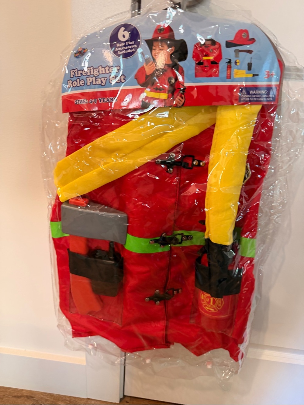 Kids Firefighter Costume Role Play Set - Red & Yellow